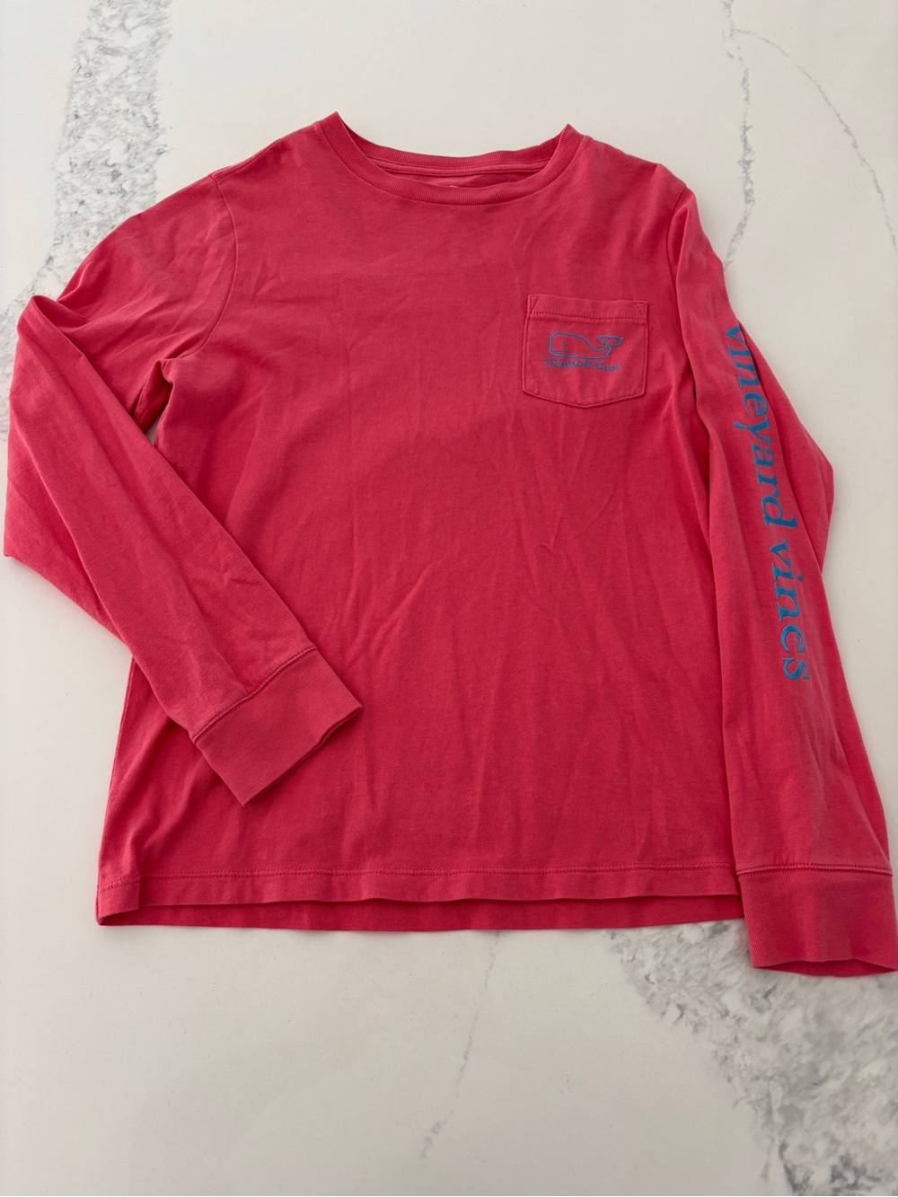 Vineyard Vines Coral Pink Long-Sleeve Pocket Tee for Kids